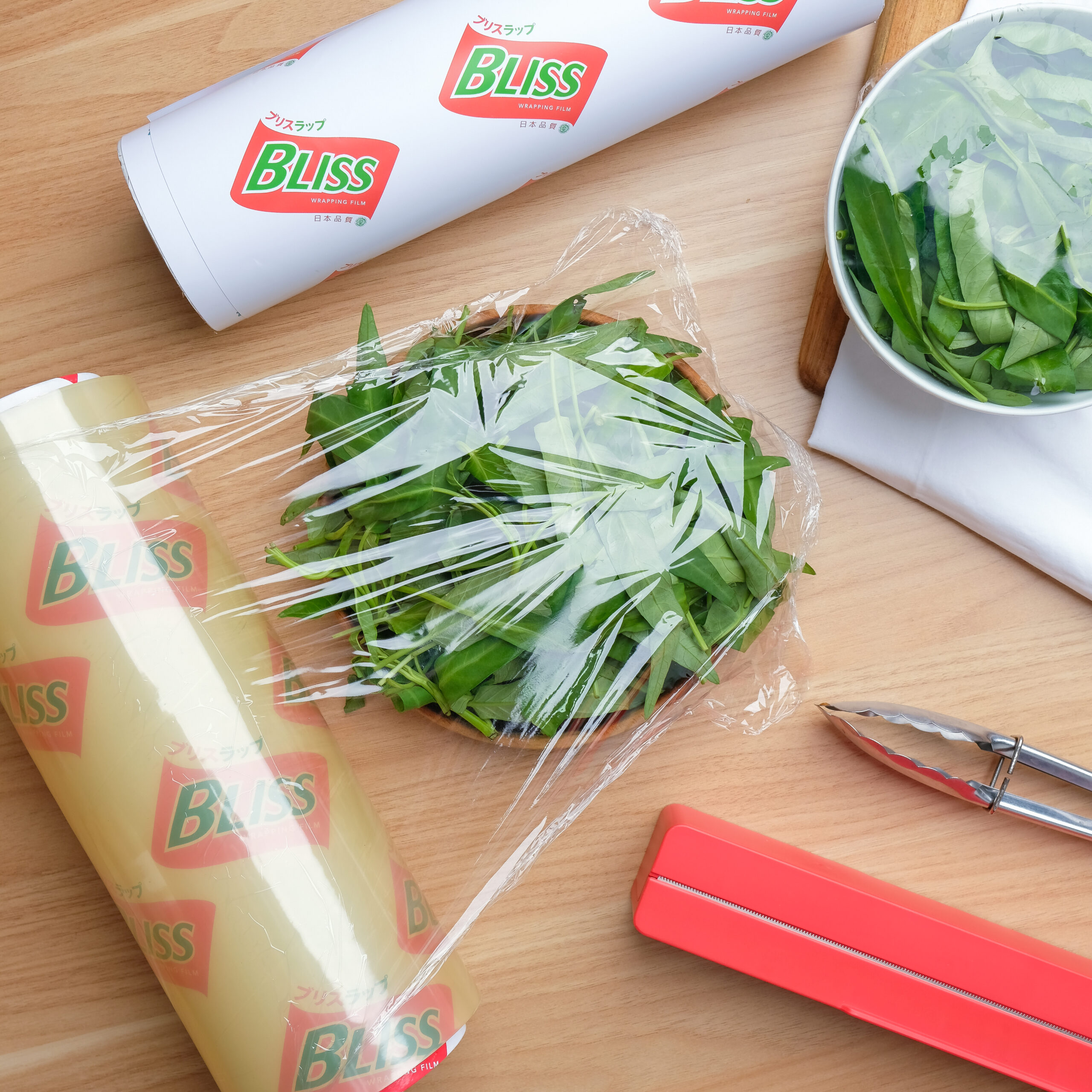 bliss dan kiyomi food grade plastic pvc cling wrapping bungkus sayuran
